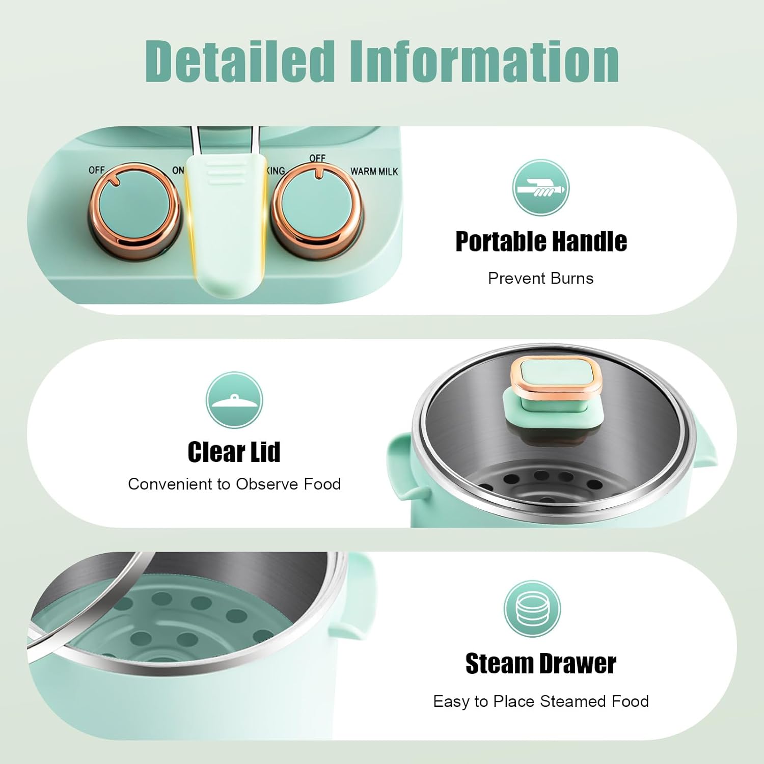 3-in-1 Breakfast Station, Electric Non-stick Mini Toaster Bread Sandwich Maker Machine & Frying Pan & Stock Pot, Multifunctional Cooking Station,Household Breakfast Appliances for Small Spaces