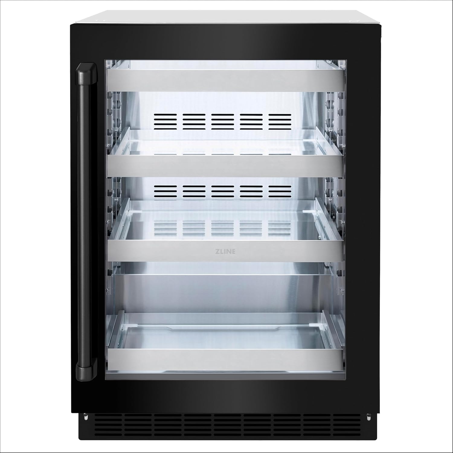 ZLINE 24 in. Touchstone 151 Can Beverage Fridge With Black Stainless Steel Glass Door (RBSO-BS-24)