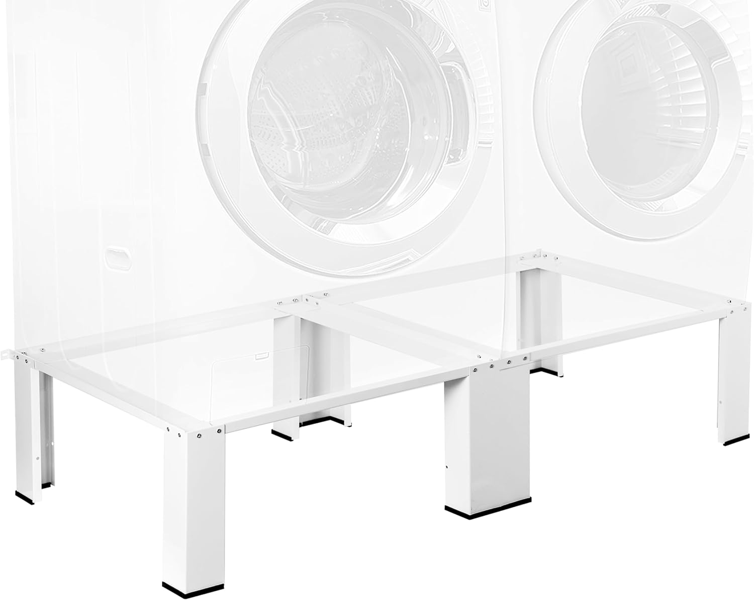 Life Finds Universal Laundry Dual Pedestal for Washer and Dryer Set, Washing Machine Stand, Dryer Base, White, LF-WDP01