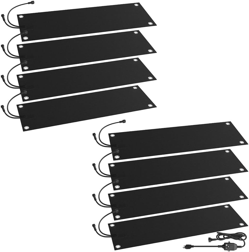 Snow Melting Walkway Mat, Non Slip Rubber Heated Mat with Power Cord, 2 in/h Speed Snow and Ice Heated Pad for Winter Outdoor Stair Step Doorway Walkway Driveway,10x15inch,8 Pieces