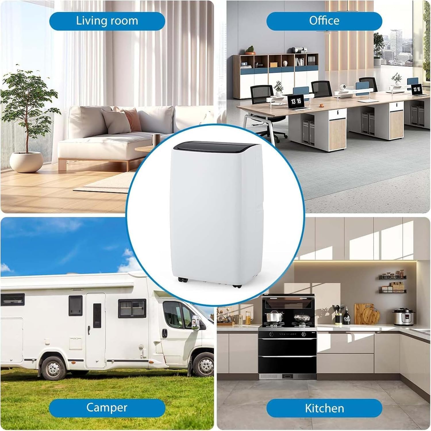 14,000 BTU Portable Air Conditioner – 3-in-1 Cooling, Dehumidifier & Fan for 750 Sq.Ft Rooms | Remote Control, Quiet Operation for Bedrooms, Offices & Large Spaces