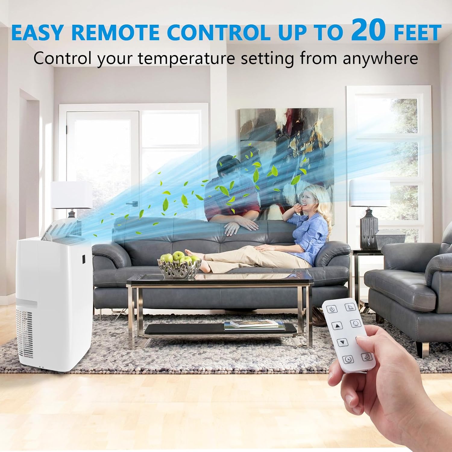 12,000 BTU Portable Air Conditioners, AC Portable Unit Cools up to 550 Sq.Ft,Room Air Conditioner with Remote Control,Dehumidifier & Fan, 3-in-1 Floor Standing Air Conditioner