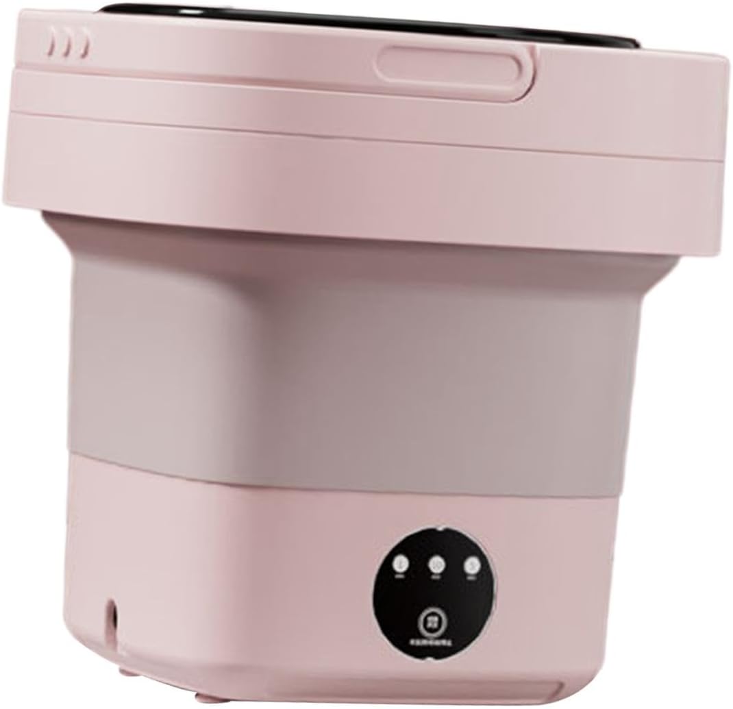 Portable Washing Machine Silent Folding Washing Machine Mini Portable Clothes Washer Small Washer Lightweight for RV Clothes Household, Pink