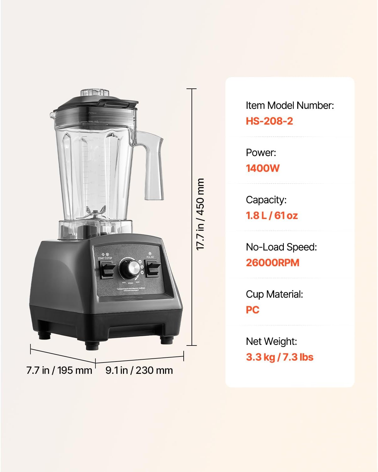 Happybuy 1400W Smoothie Blender - Your Kitchen's Ultimate Powerhouse! This professional - level blender, packing a 1400W punch, can quickly blend smoothies, milkshakes, and juices.