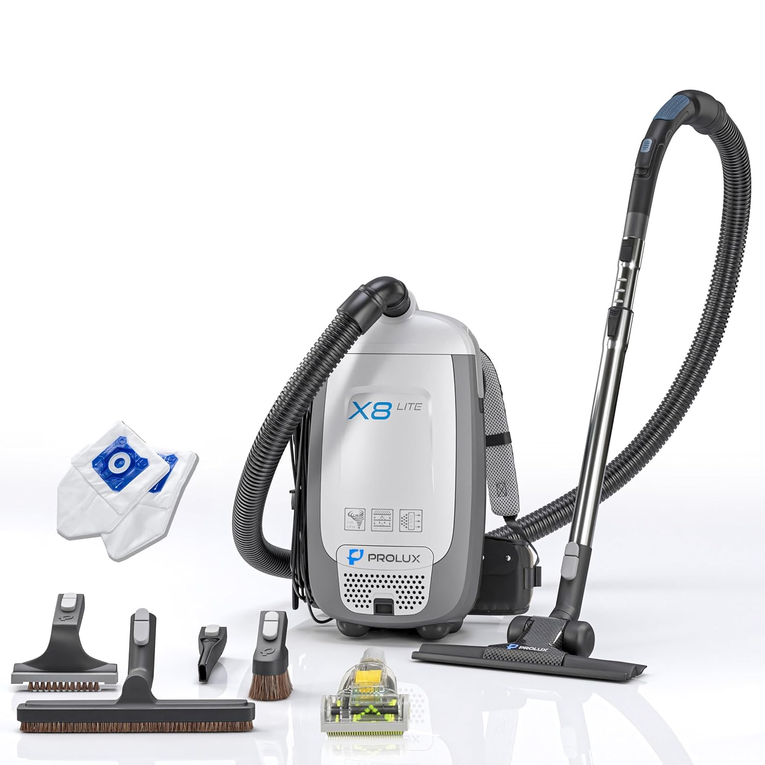 Prolux X8 Lite Backpack Canister Vacuum – Lightweight HEPA Filtration for Multi-Surface Cleaning