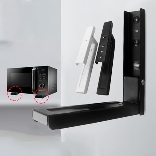 2PCS Wall-Mounted Microwave Brackets Heavy Duty Foldable Adjustable Stainless Steel Space-Saving Kitchen Wall Storage 25kg Load Rustproof Ventilated Oven Mounting Hardware(white)