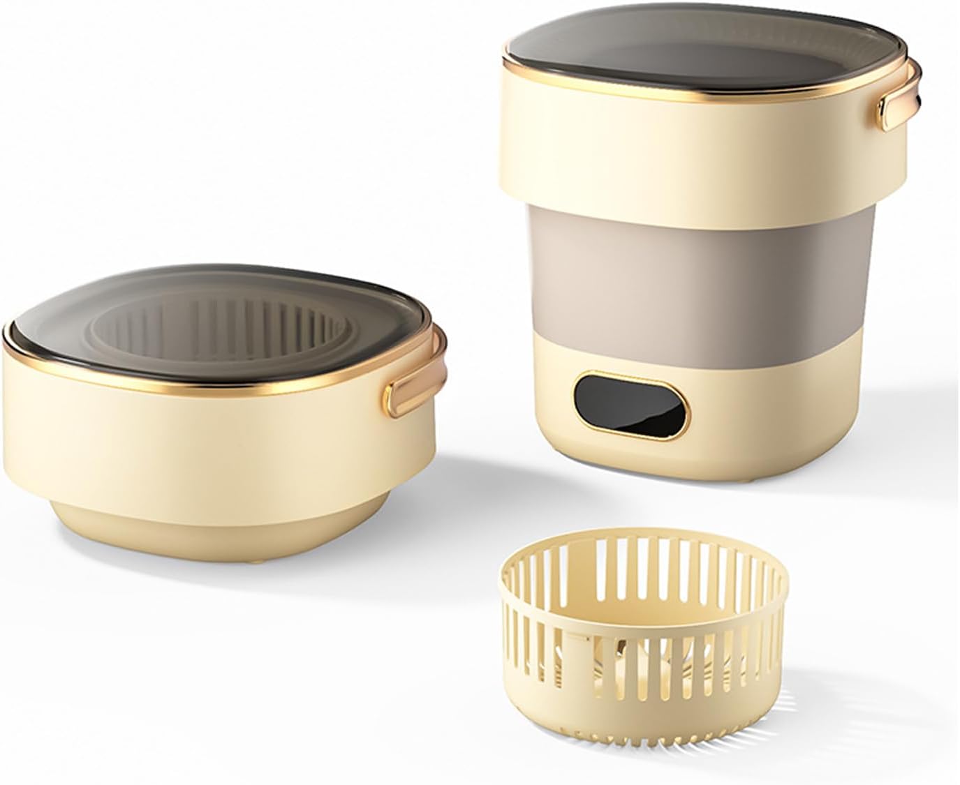 Mini Laundry Machine 12L Large Capacity For Efficient Cleaning With Spin Basket, Foldable Camping Washing Machine Apartments, Dorm,RV, Travel(Size:12.59 * 12.28 * 12.99in,Color:Khaki)