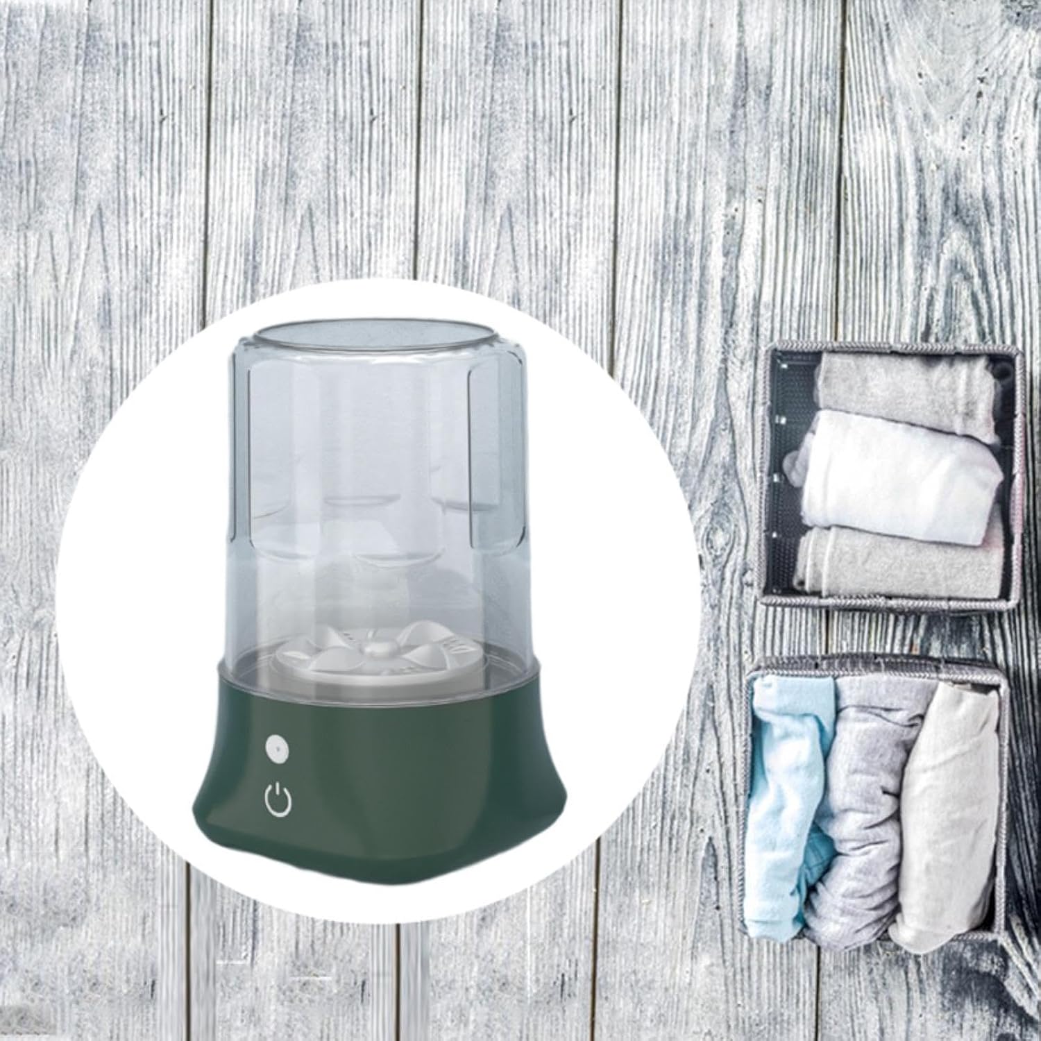 Portable Washing Machine 1L Capacity Rechargeable Lightweight Small Washer Cordless for Travel Laundry RV Baby Clothes Socks, green