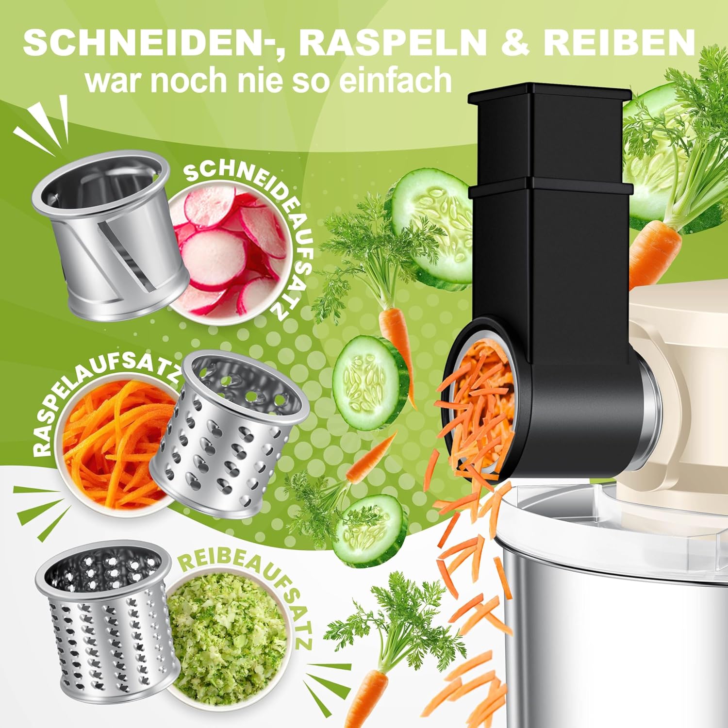 KESSER® K-KM 3000 Universal 3-in-1 Food Processor with Meat Grinder, Kneader | Multi-Function Blender | 1.5L Juice Extractor, Sausage Kit, Pasta and Biscuit Moulds, Cream