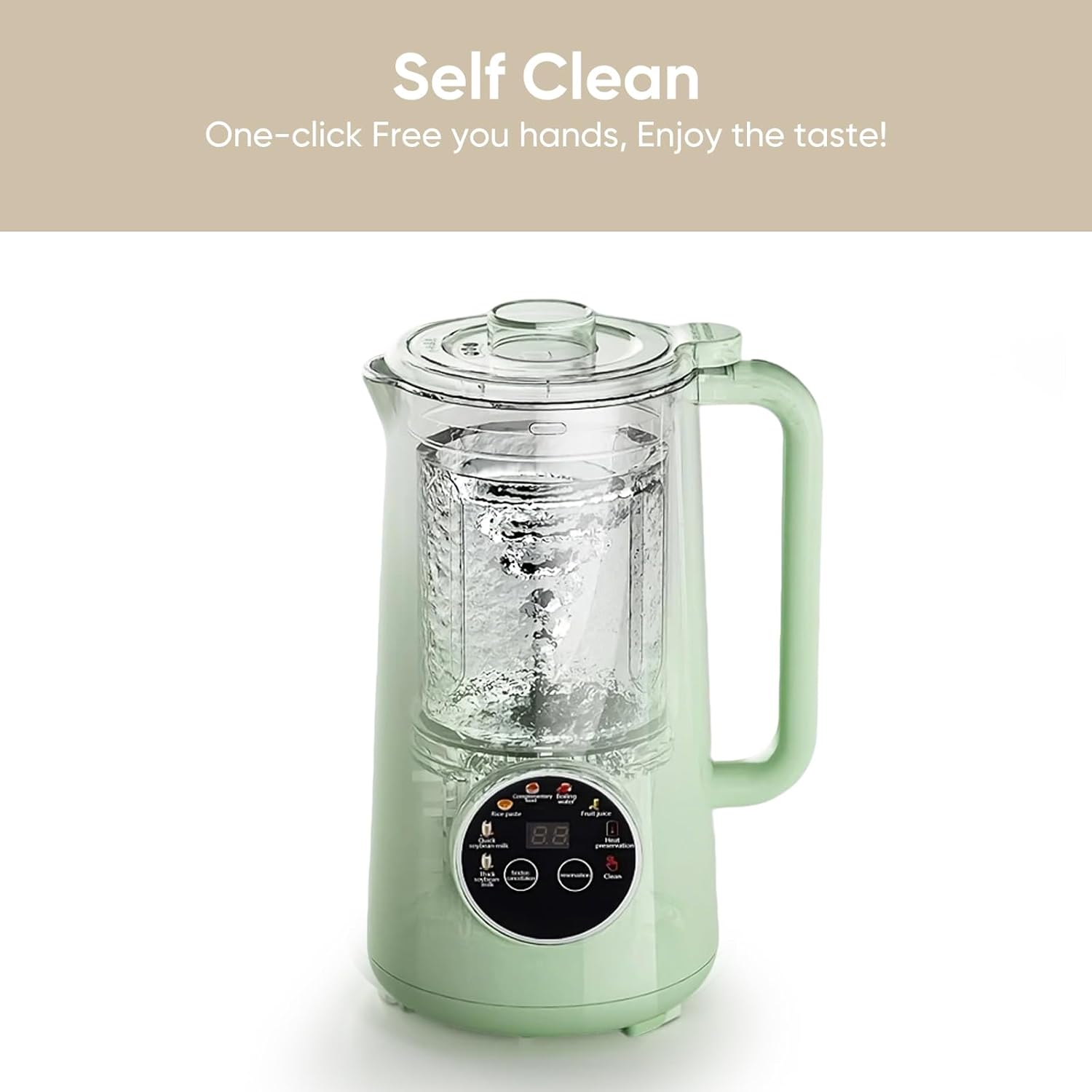 Soy Milk Maker Machine, 27oz Nut Milk Maker, Stainless Blender for Homemade Almond, Oat, Coconut, Soy Milk, with Delay Start/Keep Warm/Boil Water/Self-Cleaning,Green