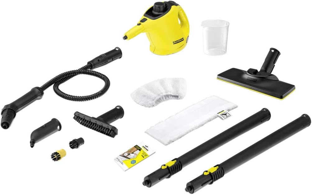 KARCHER SC1 EasyFix 0.4L Handheld Steam Cleaner for Sealed Hard Floors, Kitchen Surfaces, Bathrooms - Yellow - 5 Min Heat Time