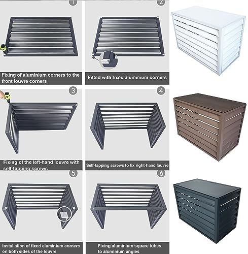 Aluminum Mini Split Air Conditioner Cover Heat Pump Cover for Outside Units White Louver Fence to Hide Air Conditioner Indoor and Outdoor Use
