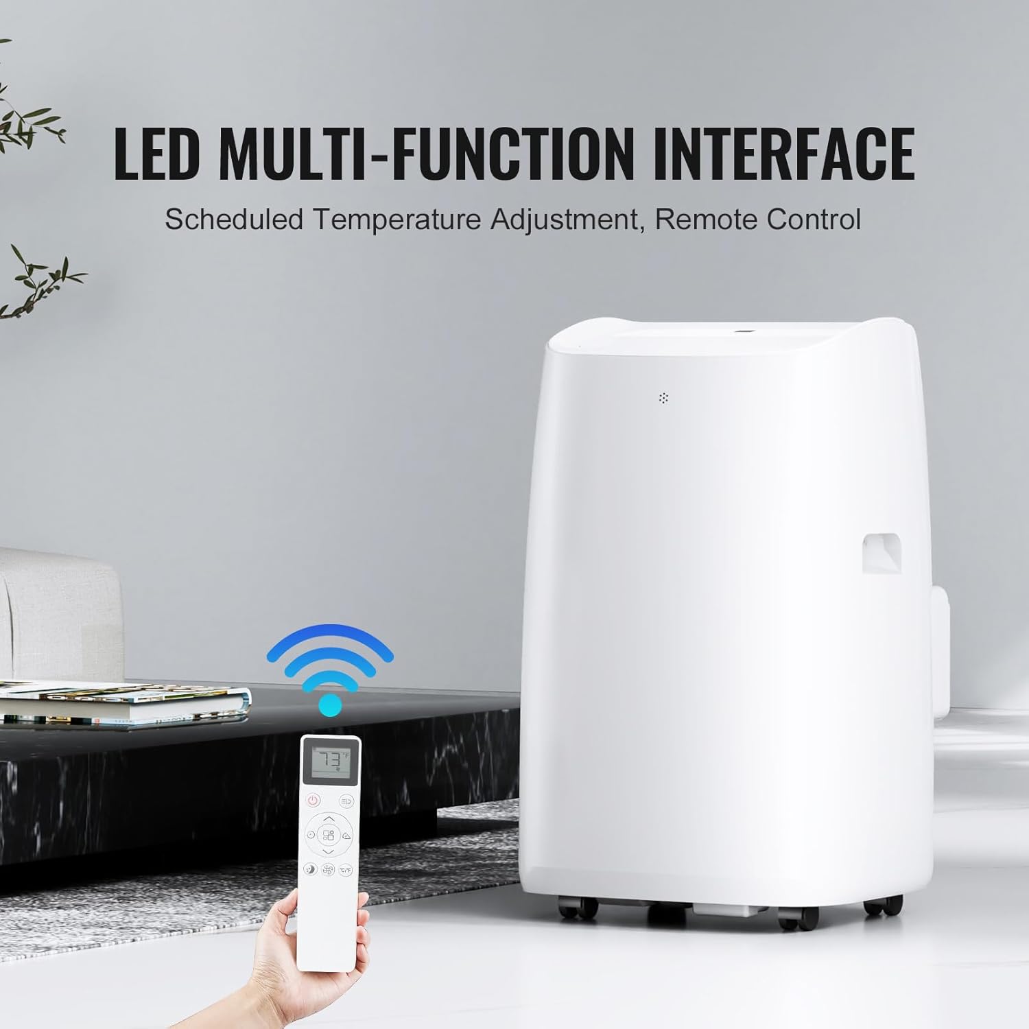 Happybuy 14,000 BTU Portable Air Conditioner, 3-in-1 Unit with Remote, 550-700 Sq.Ft, Cool/Dehumidify/Fan, Low Noise, Rich Accessories, White