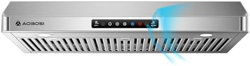 AAOBOSI Range Hood 36 inch Under Cabinet, 800-CFM Gesture Sensing/Touch Control,3 Speed Range Hood with LED Lights Exhaust Fan, Stainless Steel Kitchen Vent Hood