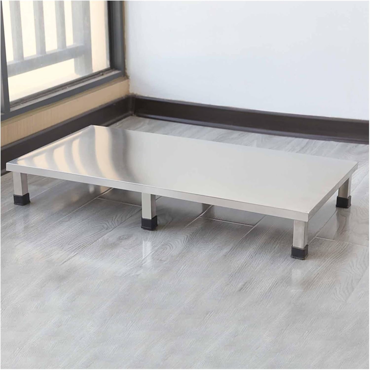 XPLKQXE Stainless Steel Fridge Stand, Laundry Pedestal Washing Machine Tray Mat, Raised Shelf Base for Various Furniture and Household Appliances, No Assembly(Size:120x40x10cm)