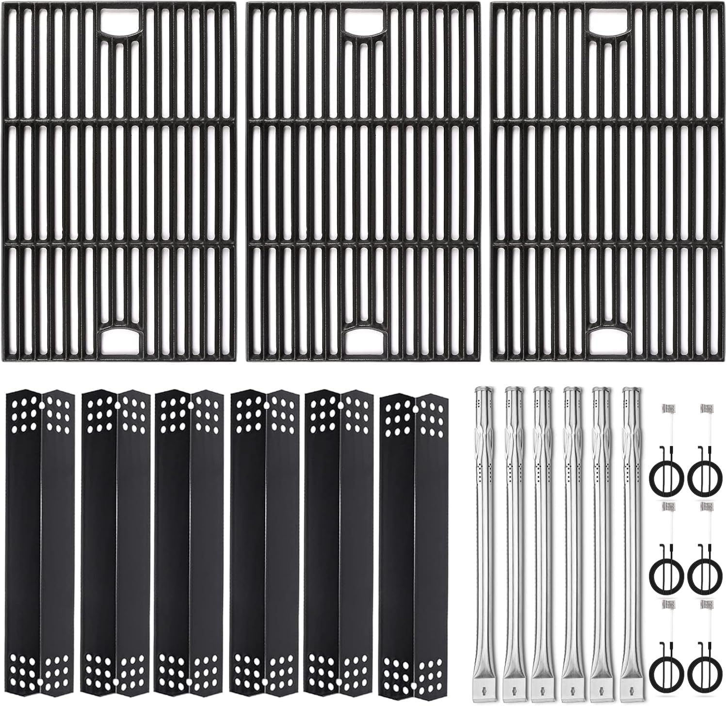 Hisencn Grill Parts Kit for Home Depot Nexgrill 6 Burner 720-0896E, 720-0896B, 720-0896C Gas Grill, Stainless Steel Grill Burners, Heat Plates Tent Shields Flame Tamers, Cooking Grates Grid
