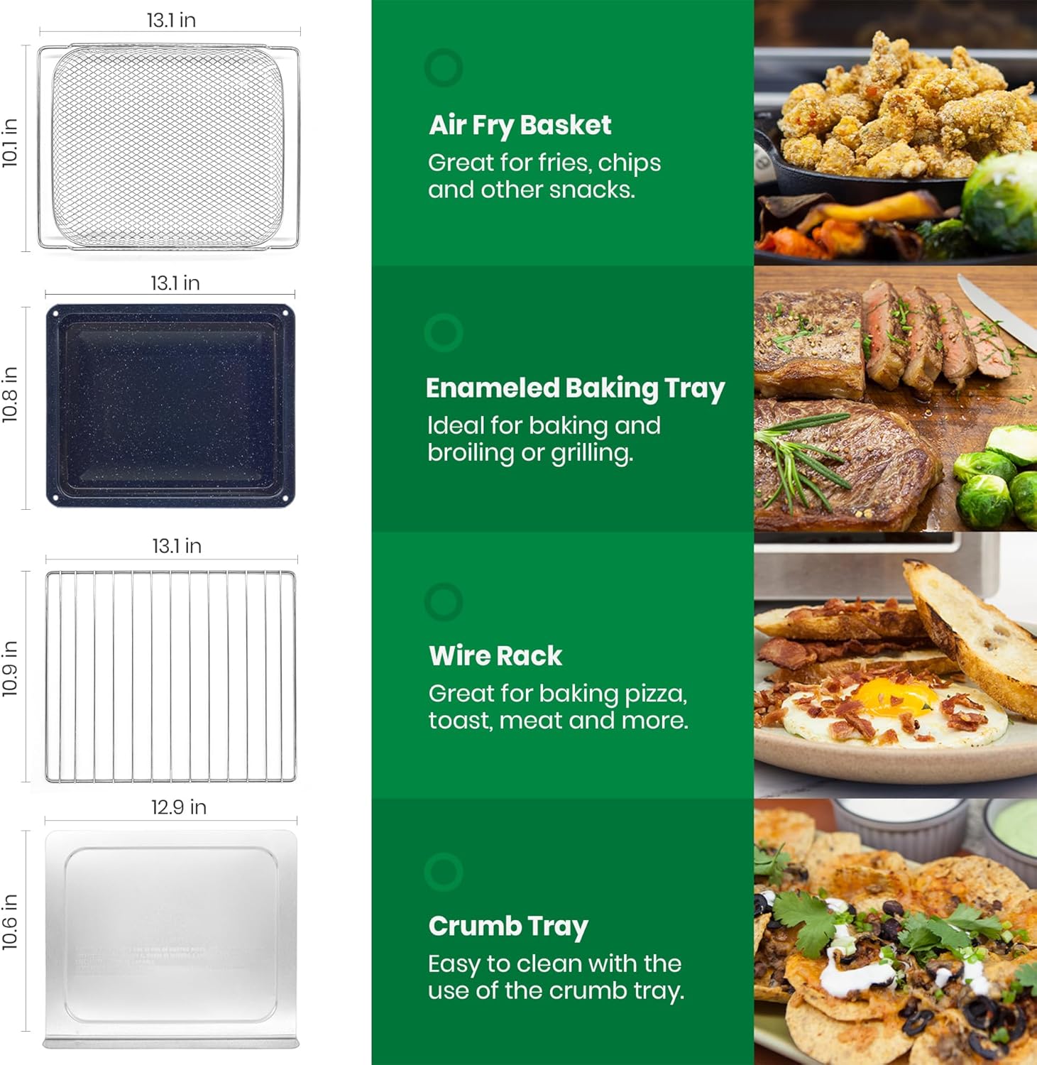 VAL CUCINA Infrared Heating Air Fryer Toaster Oven, Extra Large Countertop Convection Oven 10-in-1 Combo, 6-Slice Toast, Enamel Baking Pan Easy Clean with Recipe Book, Black Matte Stainless Steel