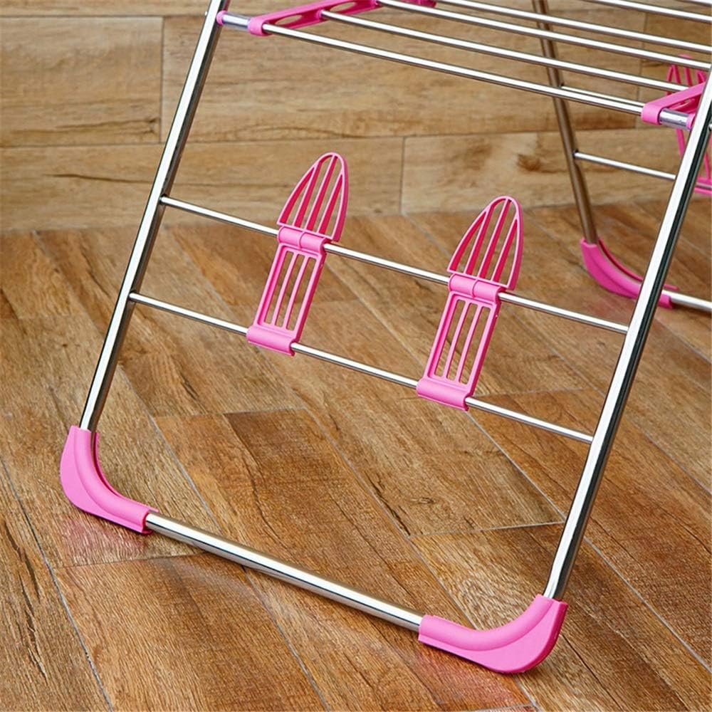 Clothes Airer Clothes Dryer Folding Indoor Airer Wet Laundry Drying Horse Rack Household Wall-Mounted Drying Rack Space Saving，Rose Red-126x85x92cm