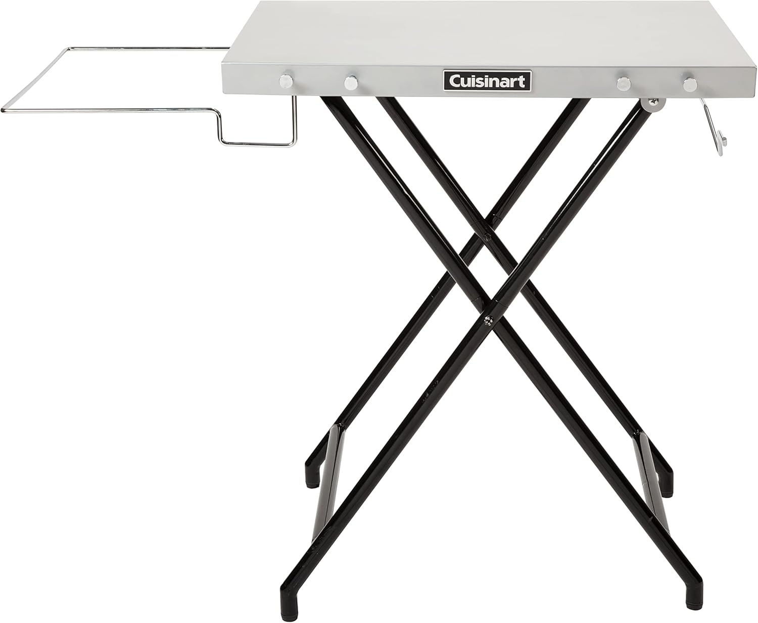 Cuisinart Fold ‘n Go Prep Table, Portable Folding Table and Grill Stand with Tool hooks, Trash Bag Holder, Paper Towel Rack, 24” x 20” Steel Food Prep Station Perfect for BBQs, Tailgates and Camping
