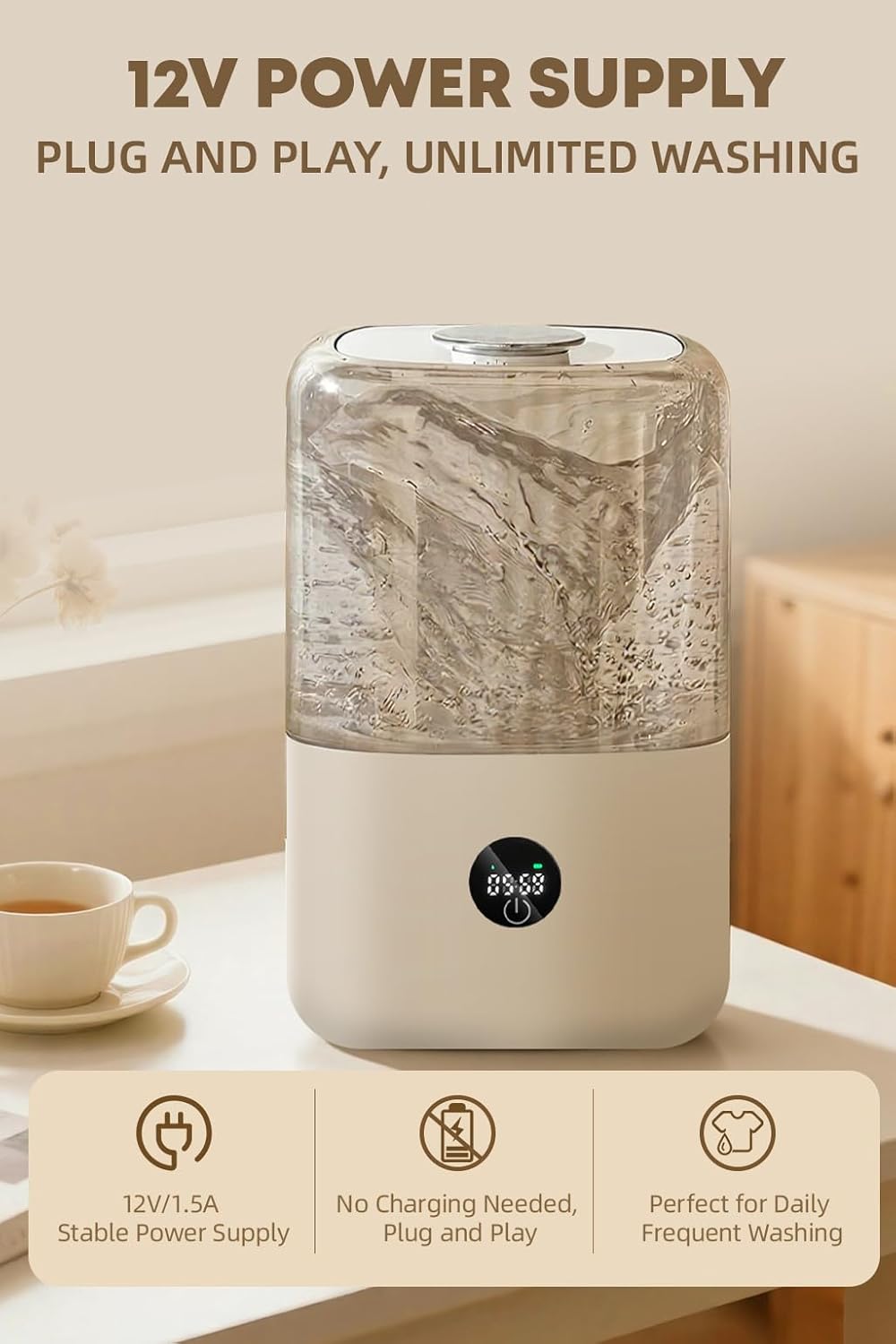 Portable Mini Washing Machine, 4L Washing Machine Cleaning for Underwear, Plug-in Compact Washer for Singles, Apartments, RV, Plug-in Compact Underwear Laundry Washer