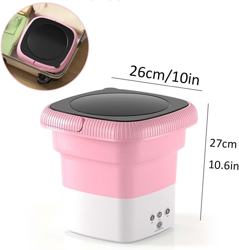 Foldable Washing Machine Mini Electric Spinner Small Cloth Washer Portable Washing Machine for Travel Apartment RV Camping Baby Clothes Socks Underwears