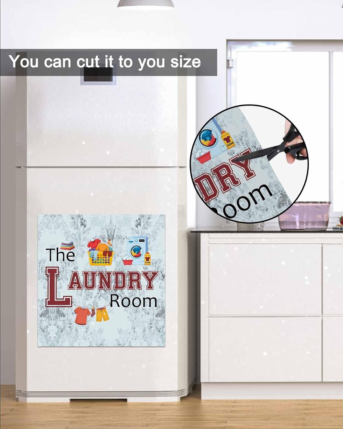 Dishwasher Magnet Cover, Laundry Room Dishwasher Lid Magnetic Kitchen Sticker, Blue Cartoon Washing Machine Clothes Resuable Refrigerator Magnet Covers Panel Decal Fridge Kitchen Appliance 23''x26''