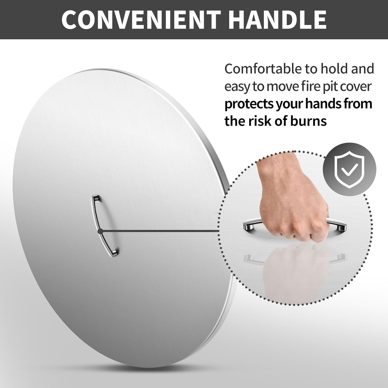 RYFT Fire Pit Lid Round, 34'' Fire Pit Lid, 304 Stainless Steel Fire Pit Cover, Fits 30