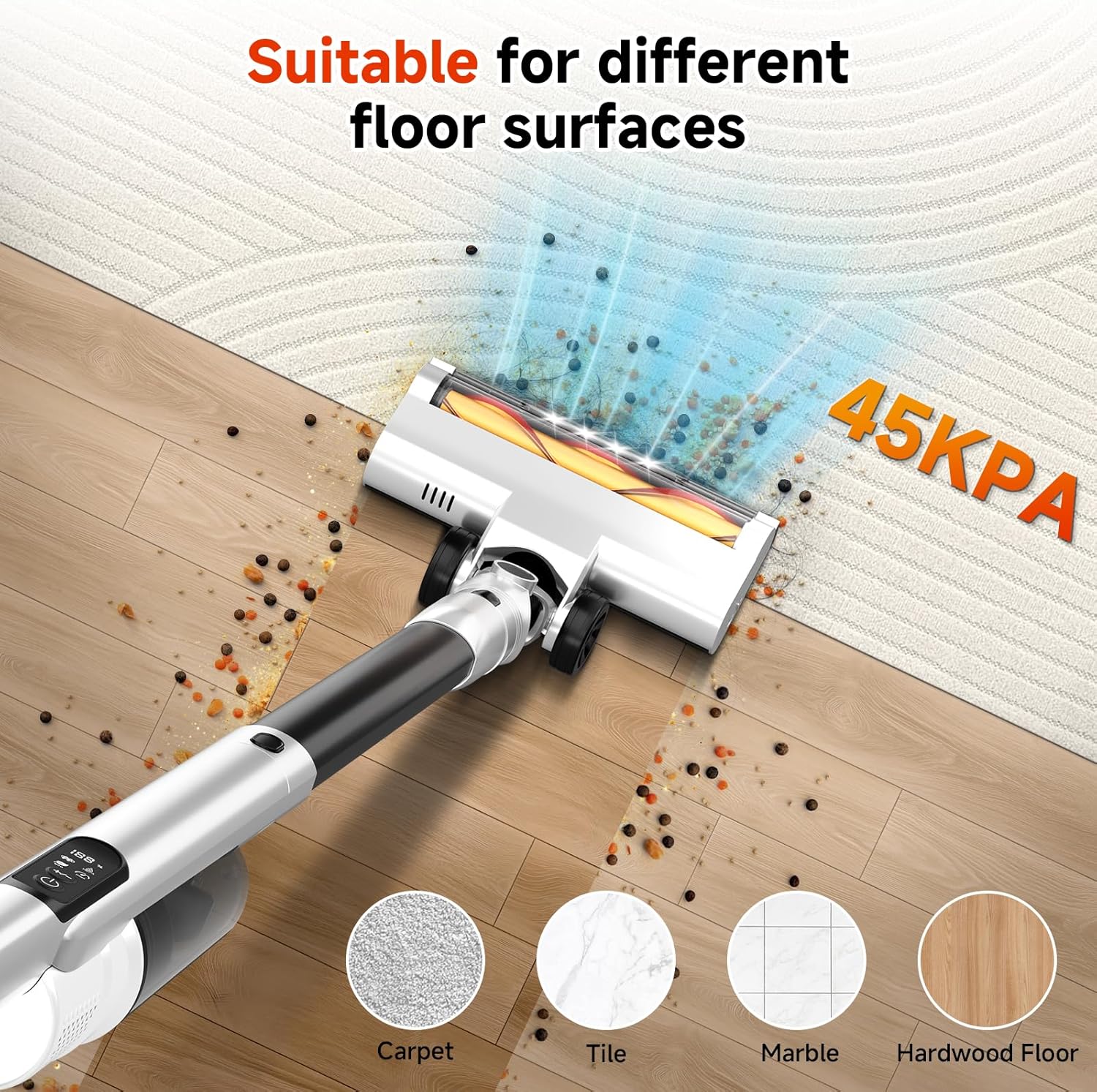 Cordless Stick Vacuum Cleaner with Auto Empty System Self-Charging Base, Powerful Suction for Pet Hair on Carpet & Hardfloor, Lightweight Anti-Tangled Handheld Vacuum, HEPA Filtration, Black