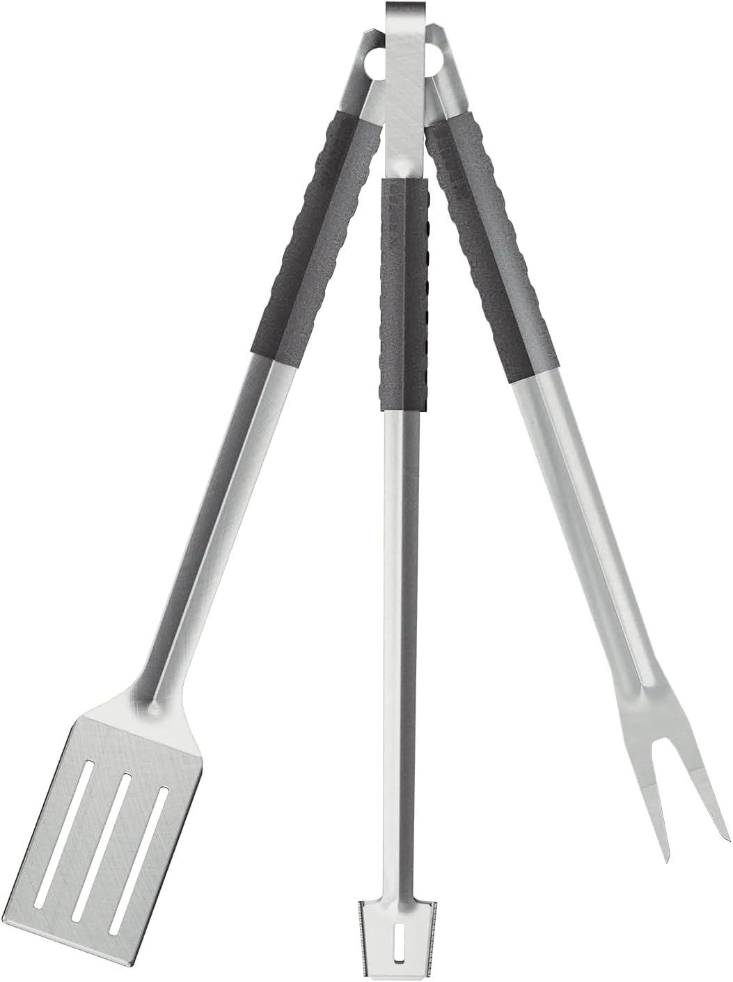 Breeo Grilling Tools Set - Tongs, Spatula, & Fork - Stainless Steel Grilling Accessories - Grill Tools, Griddle & BBQ Accessories for Live-Fire Cooking & Backyard BBQ (Grill Set - Long, 24