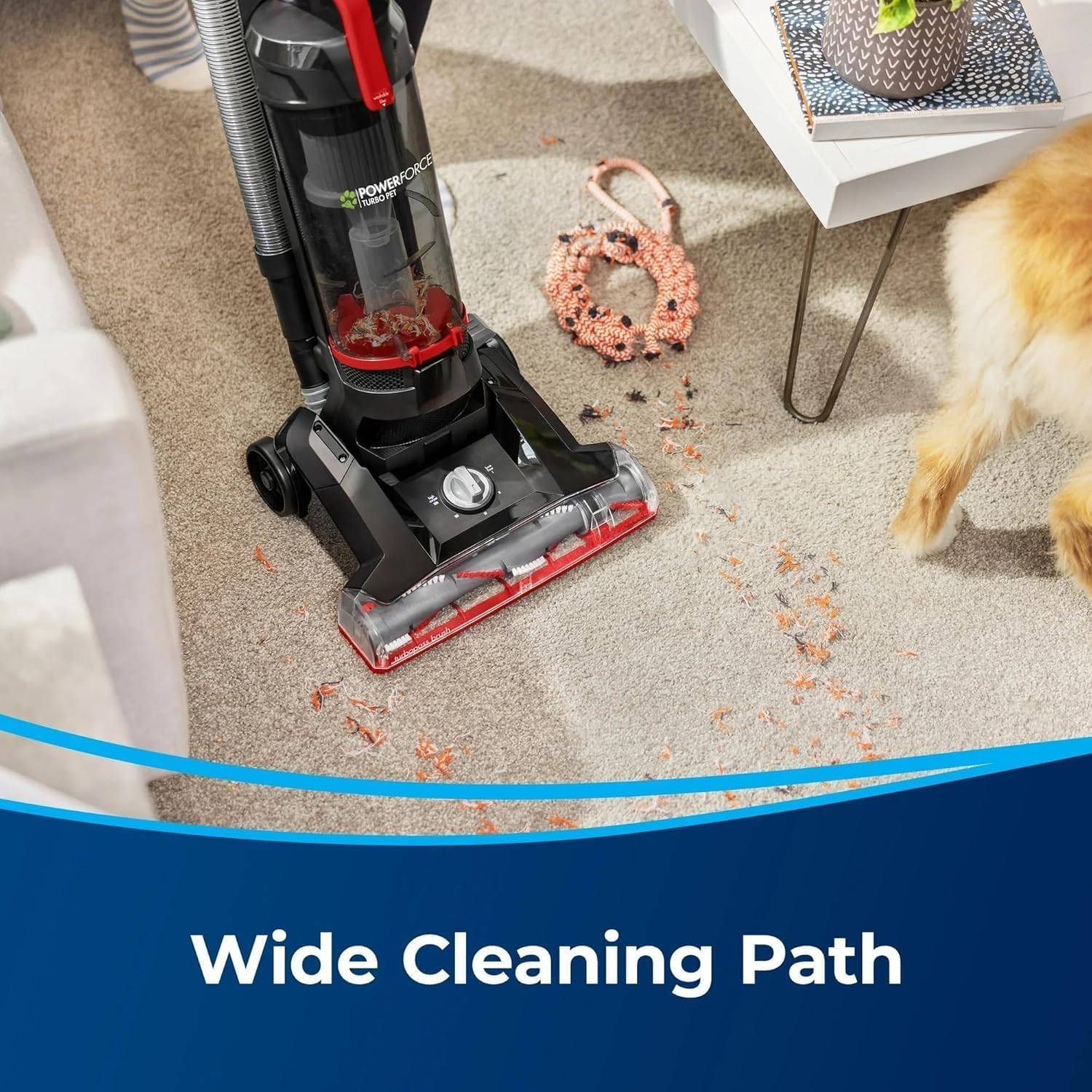 BIISSELL owerForce Helix Turbo Pet, Bagless, Upright Vacuum, Pet Friendly, Specialized Pet TurboBrush Tool, Wide Cleaning Path, Easy Empty Large Capacity Dirt Tank, 3332, Black & Red