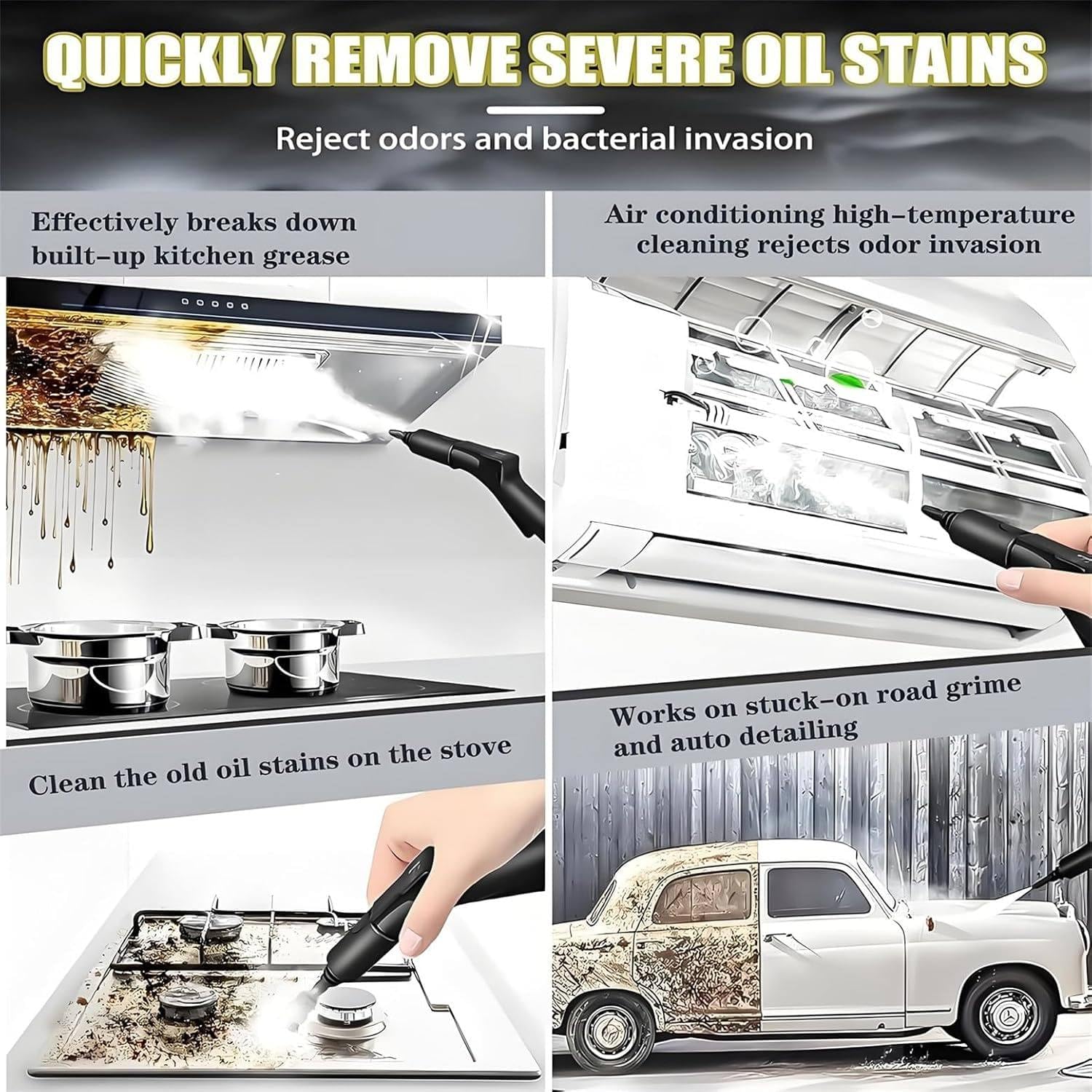 2500w Handheld Steam Cleaner, Steam Cleaner with 6 Accessory, 3.5l Large Capacity Natural Steam for Cleaning, Multipurpose Steamer for Home, Car, Bathroom, Grease Yellow