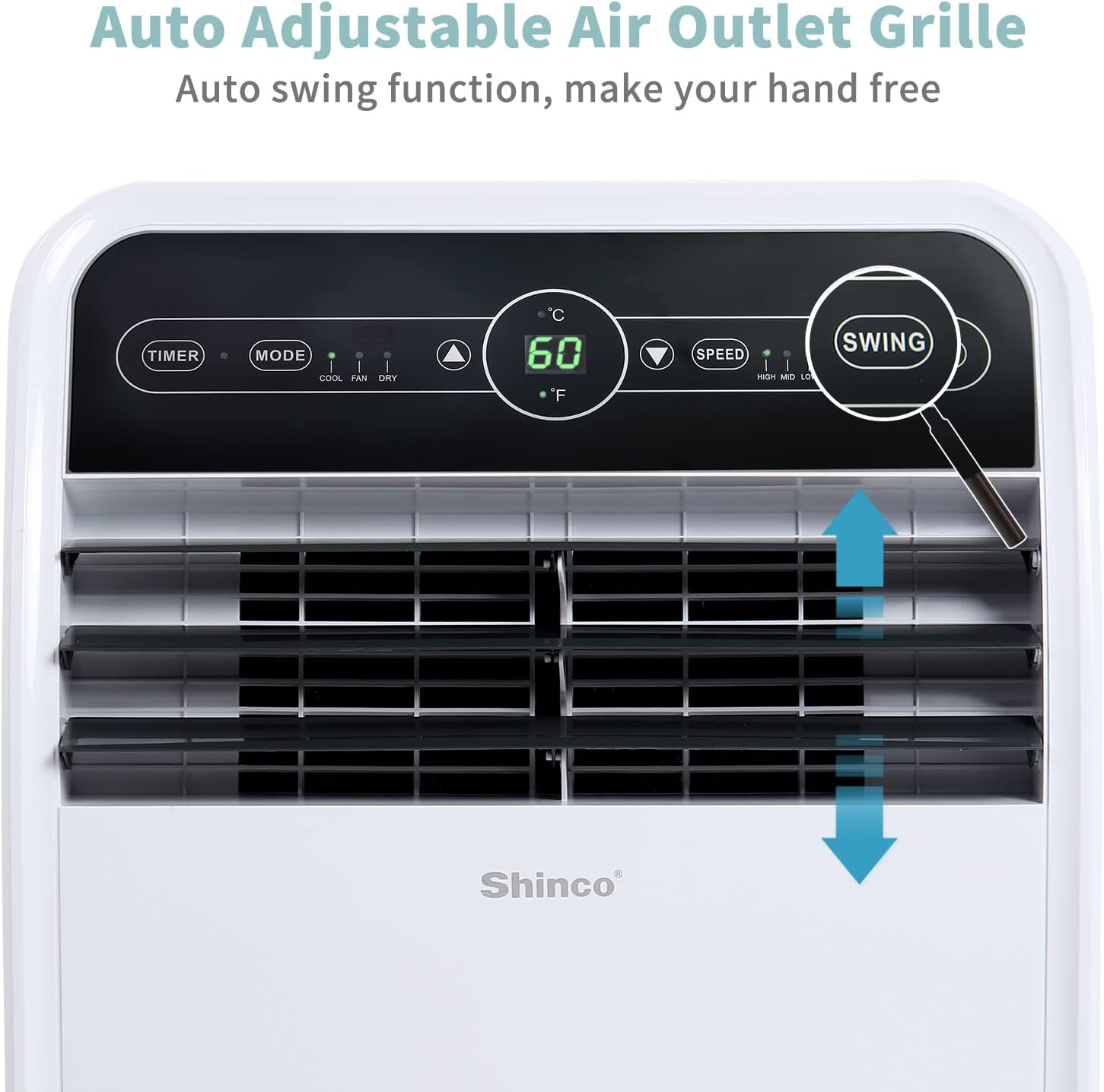 Shinco 12,000 BTU Portable Air Conditioner with WiFi, Portable AC Unit with Built-in Cool, 3-in-1 Cooling Fan & Dehumidifier for Rooms up to 400 Sq.Ft, Remote, 24H Timer, Installation Kits