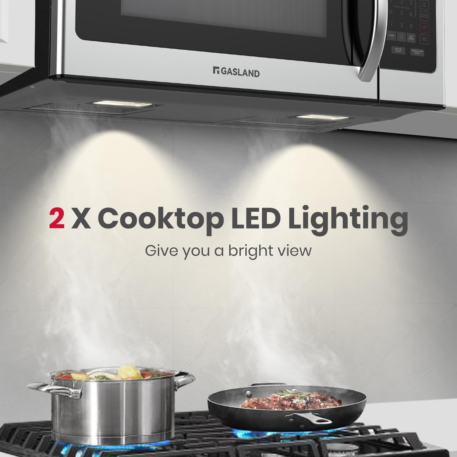 GASLAND 30 Inch Over the Range Microwave Oven, 1.7 Cu.ft Over Stove Microwave, 1000W with 10 Power Levels, Sensor Cooking, One Touch Cooking, 300 CFM, LED Lights, Stainless Steel Kitchen Microwave