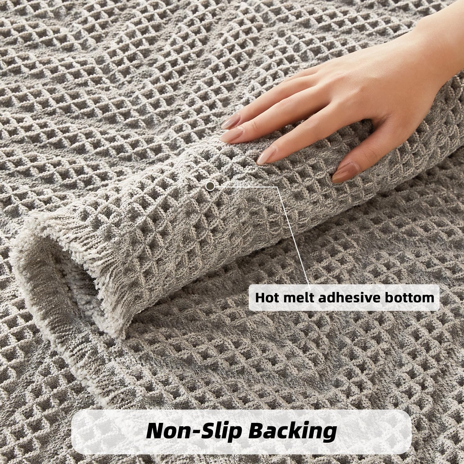 Bathroom Runner Rug Super Absorbent Non Slip Long Bath Mat Machine Washable Boho Bathroom Rugs Quick Dry Rug Runners for Hallway Bedroom Laundry Room,Grey, 2'x 6'(24
