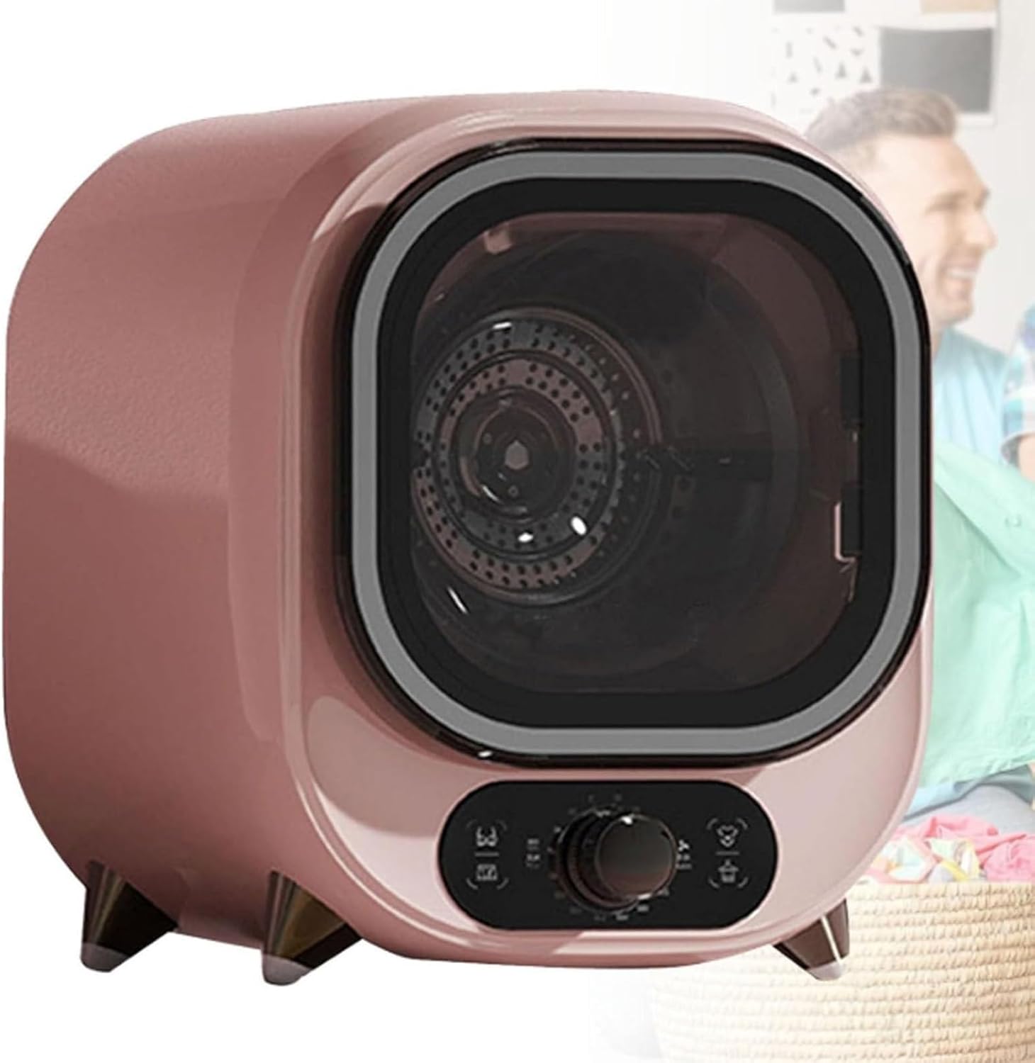 Compact Portable Tumble Dryer Condenser,with Dual Temperature Control Probe,Small Condenser Spin Dryer With 0.8kg Load Capacity,Stainless Steel Tub,for Counter Top Use for Small Spaces(C)