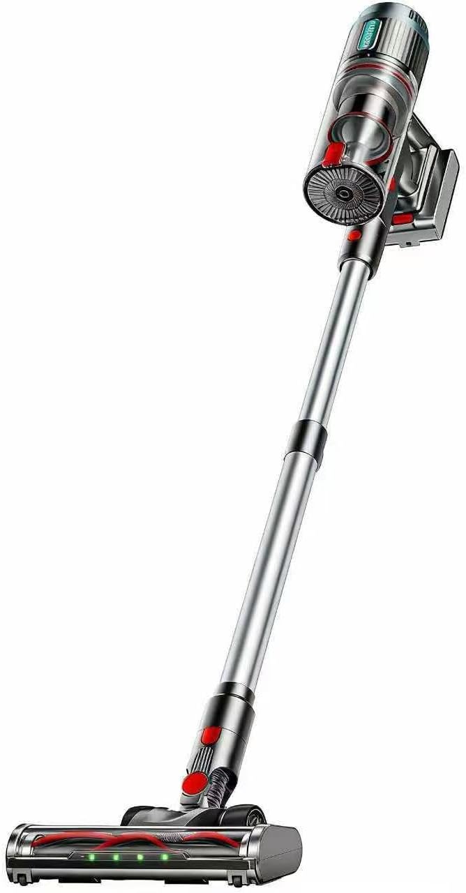Cordless Vacuum Cleaner, 600W, 50KPA Suction, 80 Minutes Runtime, Self-Standing Stick Vacuum with Anti-Tangle Brush, LED Screen, Rechargeable, Silver