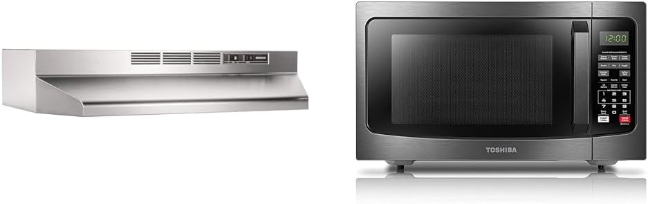 Broan-NuTone 413004 Non-Ducted Ductless Range Hood with Lights Exhaust Fan for Under Cabinet & TOSHIBA EM131A5C-BS Countertop Microwave Ovens 1.2 Cu Ft, 12.4