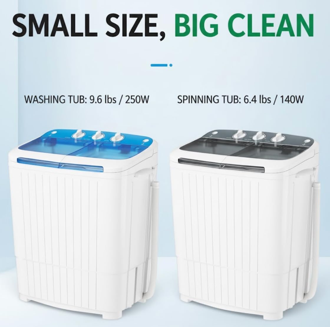 Portable Washing Machine,18 lbs Capacity,Washer and Dryer Combo Machine for Homes & Apartments,Twin Tub Laundry Washer with Spin Cycle