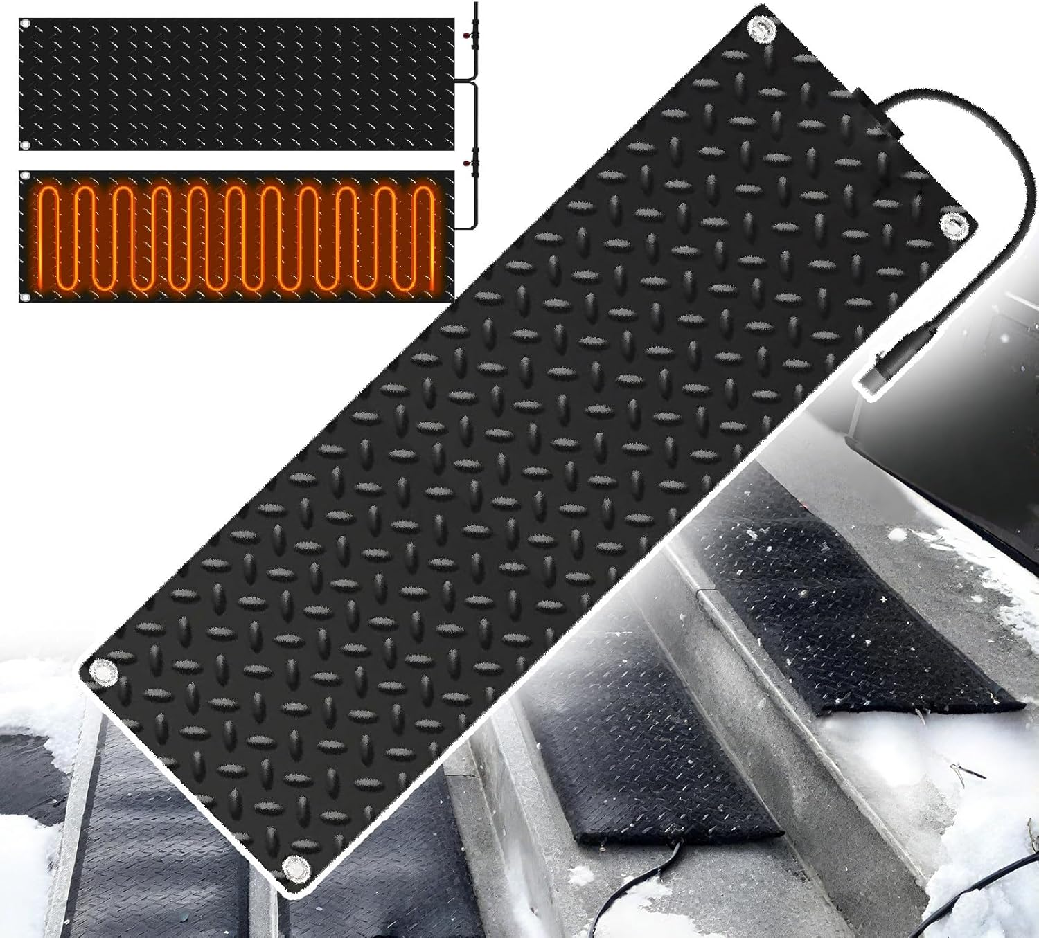 Snow Melting Mats Outdoor with Graphene Tech | 50°C Fast Melting | Heated Snow Melting Mats | Heated Snow Melting Mats | for Stairs, Decks & Garages 55x120cm