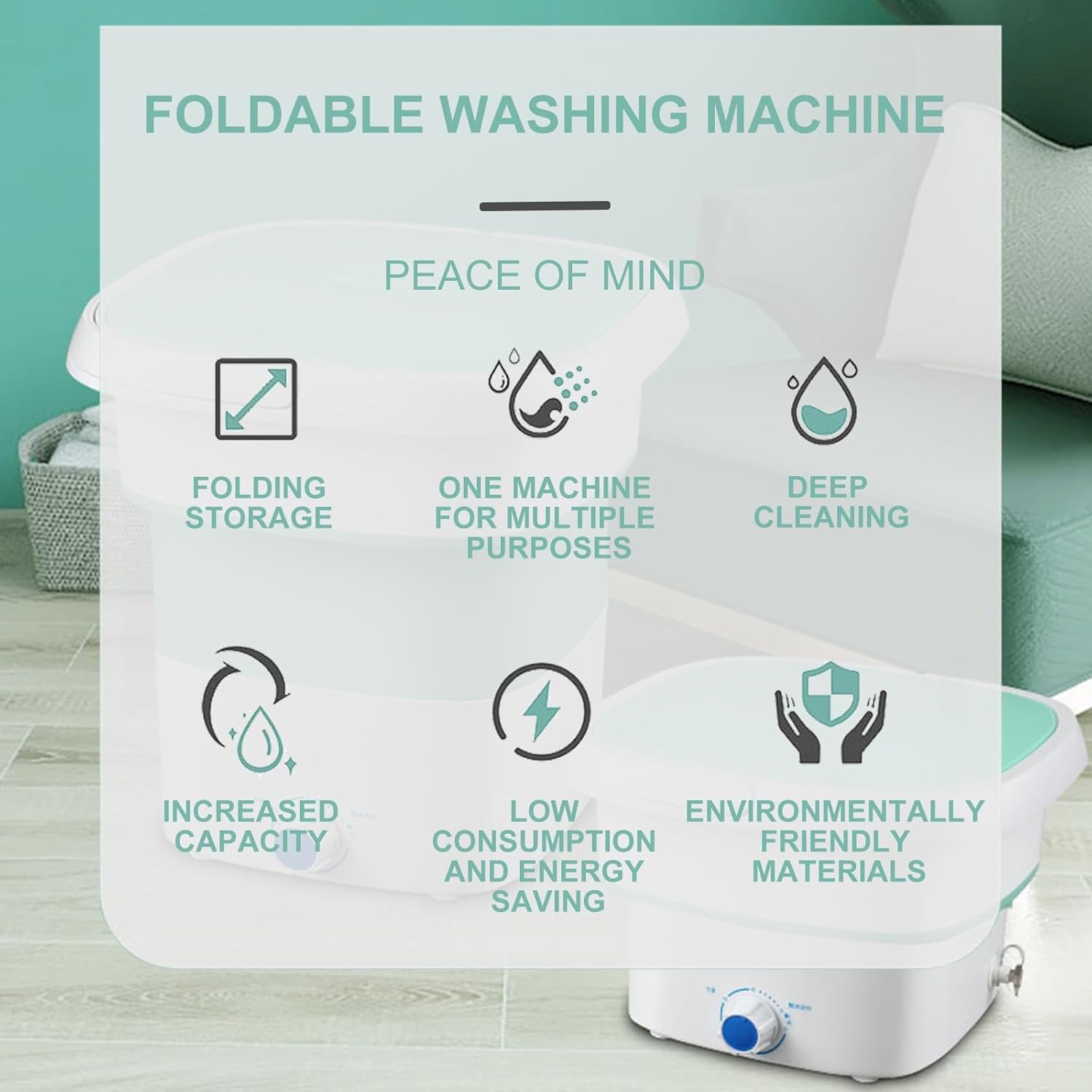 Portable Small Foldable Mini Washing Machine, Suitable for Cleaning Underwear, Baby Clothes or Small Items, Suitable, Apartments, Dormitories, Camping (11.5 Liters) (Color : Rojo)