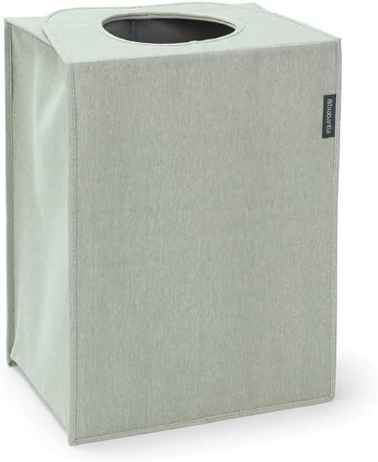 Brabantia Rectangular Laundry Bag (14.5 Gal / Green) Foldable, Space Efficient Hamper with Large Opening for Dirty Clothes