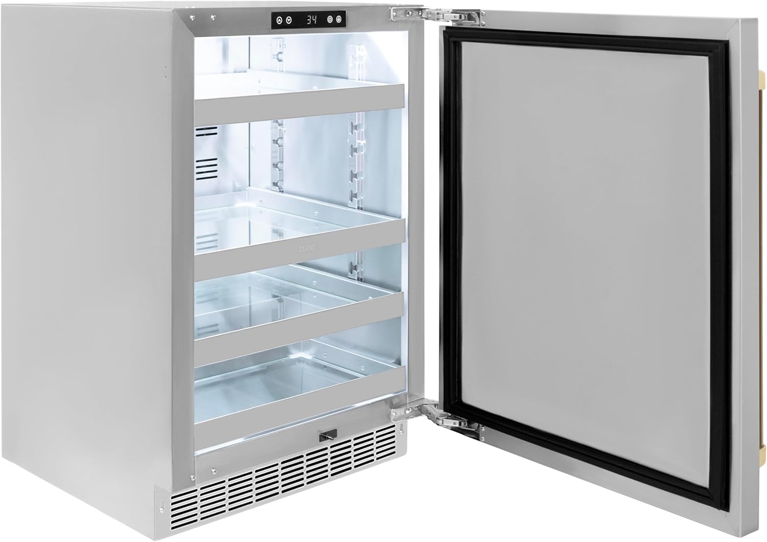 ZLINE Autograph Edition 24 in. Touchstone 151 Can Beverage Fridge With Solid Stainless Steel Door And Champagne Bronze Handle (RBSOZ-ST-24-CB)