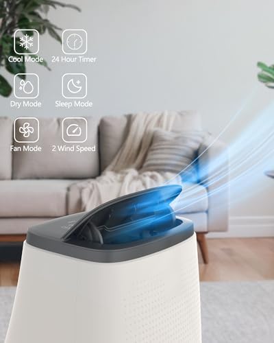 Portable Air Conditioners 14,000 BTU, Portable AC Units for Rooms With Multi-Function Fan, Dehumidifier Mode, Remote Control AC Unit for Bedroom Apartments Up to 750 Sq.Ft, Dark Grey