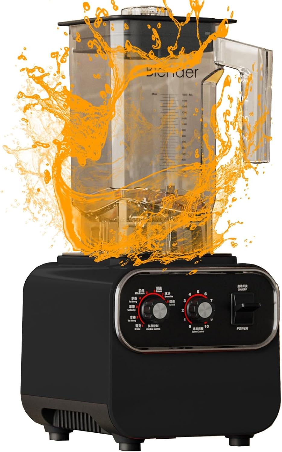 Counter Blender Smoothie Maker, 1600W Professional High Speed Blenders For Kitchen, 10 Speed Control, 2L BPA Free Tritan Container, 8 Titanium Stainless Steel Knife For Ice/Soup/Nuts (Color : B