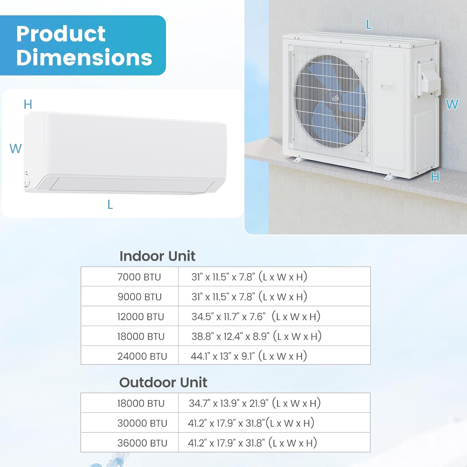 ARLIME Mini Split AC, 2 Zone 30000 BTU Wifi Enabled Air Conditioner & Heater, 23 SEER2, Energy Star, R32 Refrigerant, Inverter Wall AC Unit with Installation Kit, 208-230V (Dual Zone 12K+ 12K)