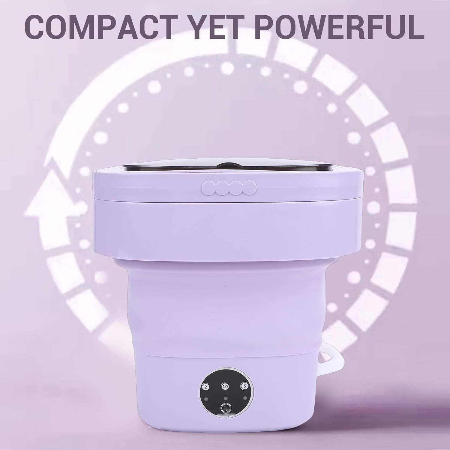 Diydeg 8L Portable Washing Machine with 3 Cleaning Modes, Foldable Washer, Drain Basket, Small Laundry Machine for Toddler Clothes, Underwear, Socks, Toys (Purple)