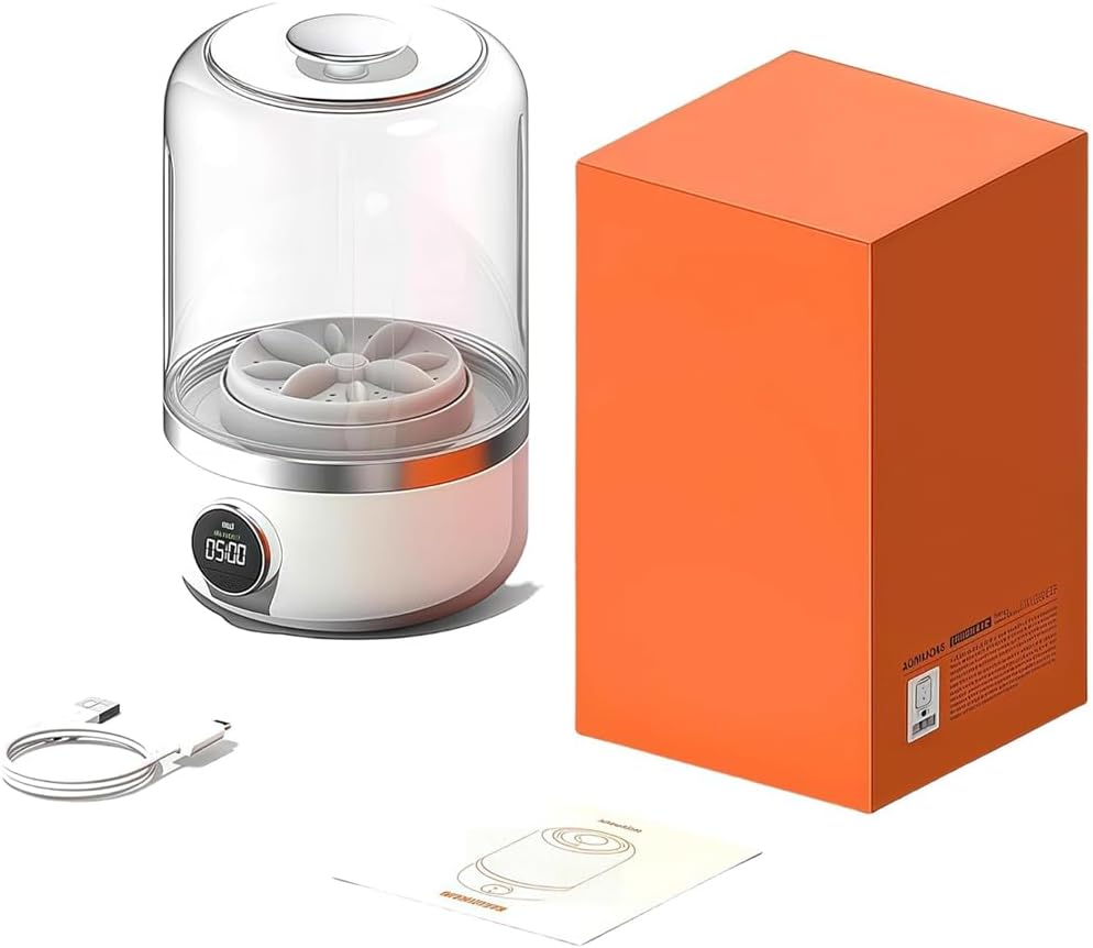 Wireless Underwear Mini Smart Laundry Cup, Rechargeable Underwear Washing Machine, Portable Mini Lavadora Para Ropa Interior for Bra, Socks, Baby Clothes and Camping Rv Travel (White)