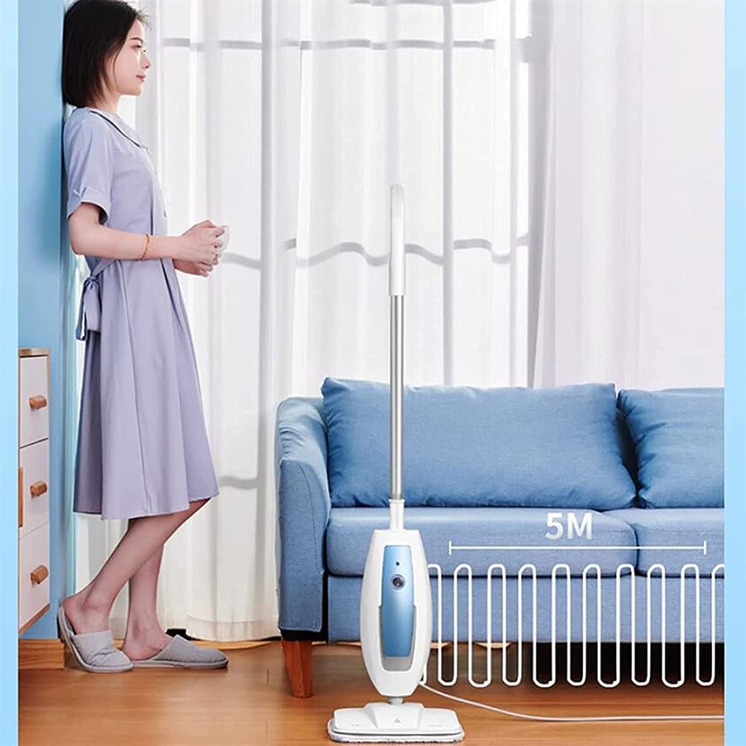 Steam Mop, Professional Floor Steamer Cleaner, Handheld Steam Cleaner for Hardwood Grout Tile Deep Cleaning, 16Ft Long Power Cord, 300ml Water Tank