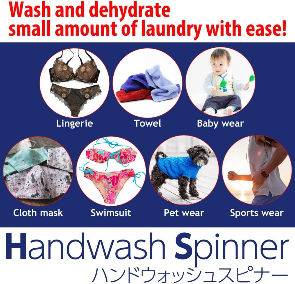 Handwash Spinner, Portable Washing Machine without Electricity, Mini Laundry, for Baby Clothes, Underwear or Small Items