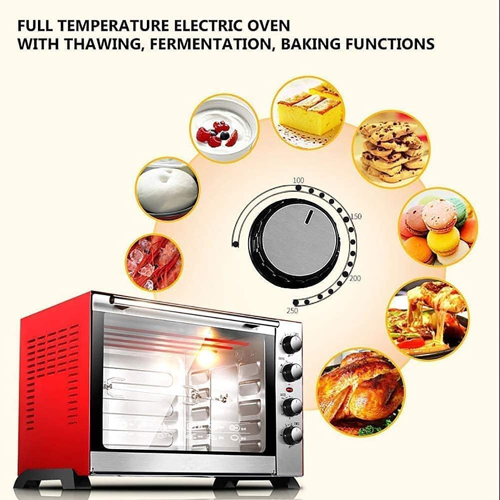 oven mini oven air fryer oven 60L Mini Oven Convection Electric Oven with Baking Tray, Wire Rack and Rotating Skewer (100-250°C), with Multiple Cooking Functions & Grill, Metal/Glass Toaster Oven Ai